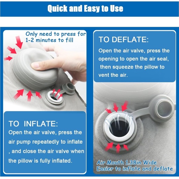 Bundle of 2 Travel Neck Pillows and 2 Inflatable Foot Rest - Picture 13 of 15